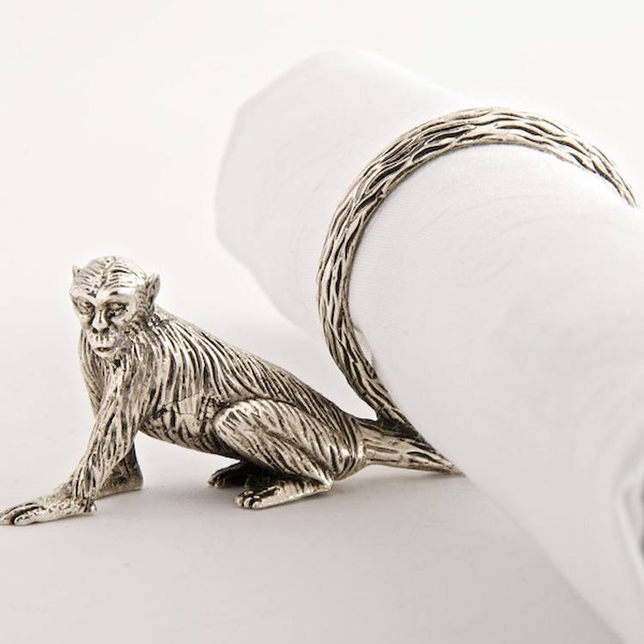 Harper and Harlow Monkey Napkin Ring Silver Interior Source